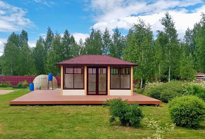 Прямоугольная застекленная беседка 4х6 м
